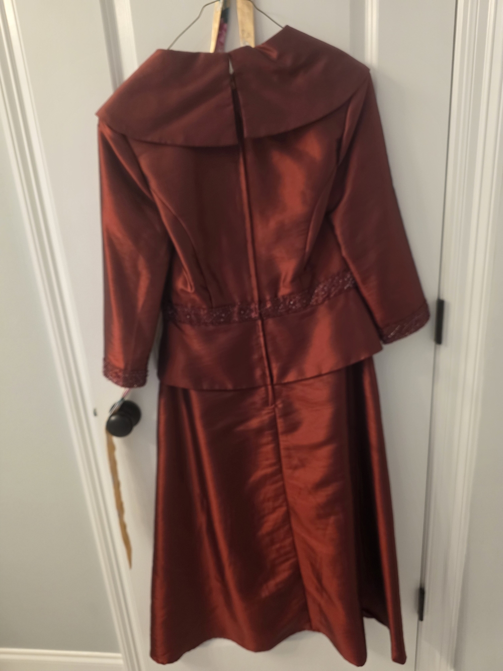 Caterina Collection Burgundy Beaded Formal Gown Size 8 - Picture 3 of 6